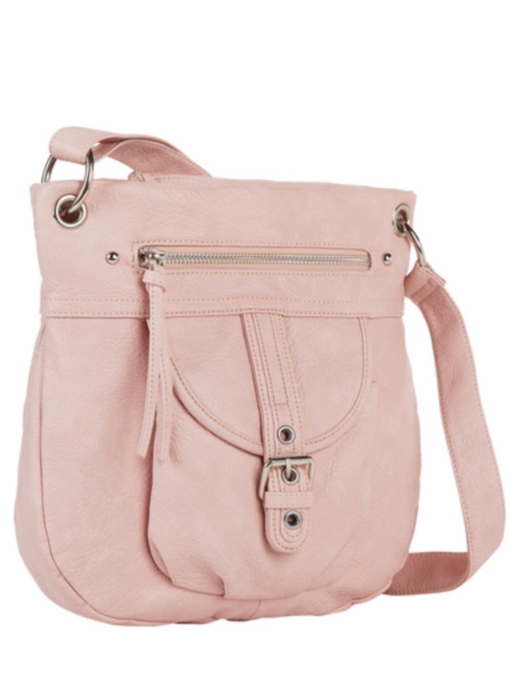 NWT Bueno of California Solana Crossbody Light Pink Leather Hobo Bag